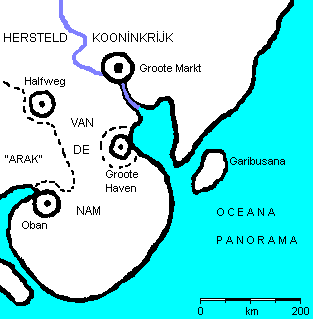 Het eiland Garibusana en de zuidoostkust van het Hersteld Koninkrijk